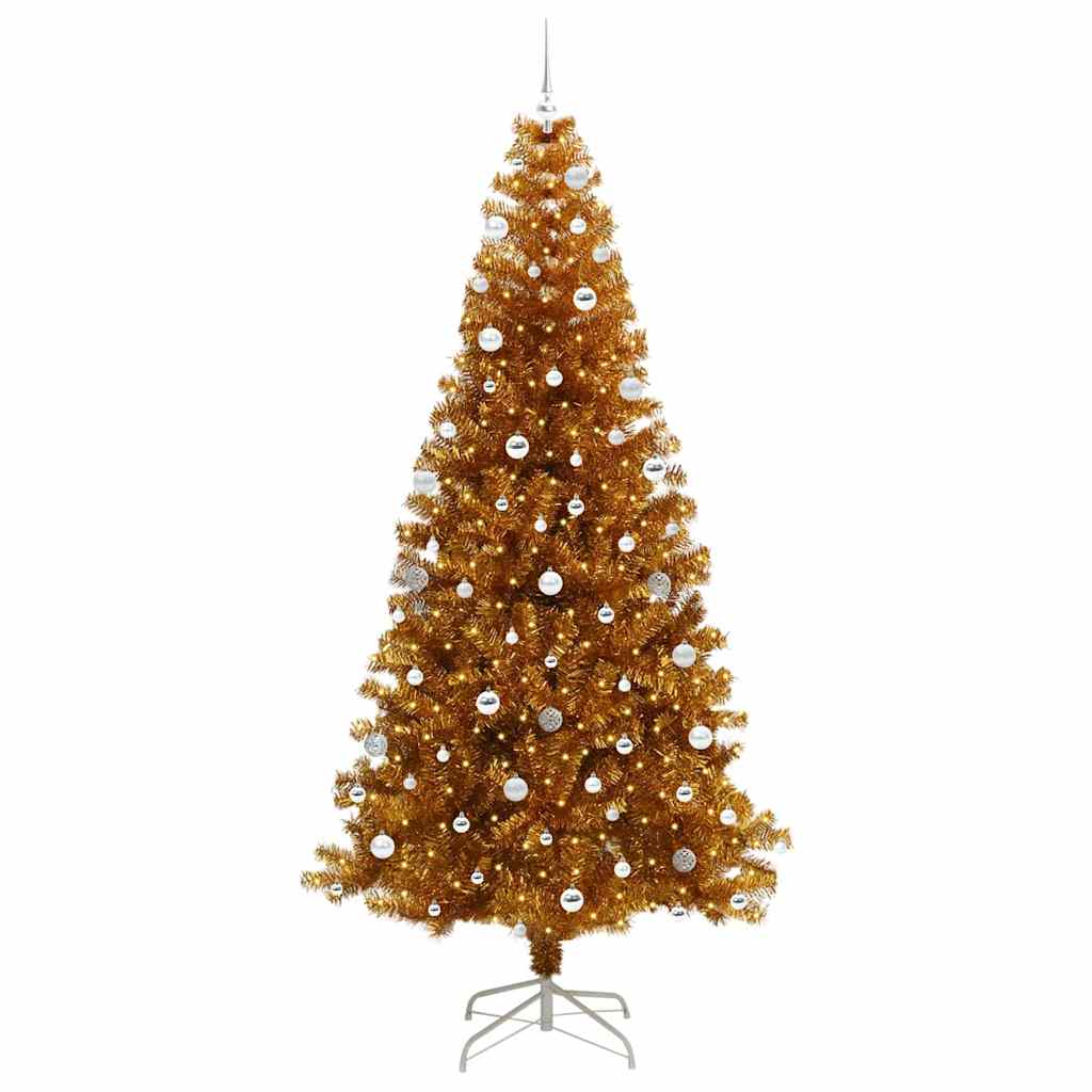 Albero di Natale con 300 LED con supporto Oro 240 cm PET