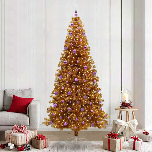 Albero di Natale con 300 LED con supporto Oro 240 cm PET