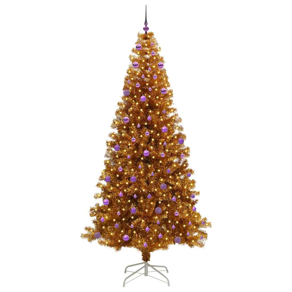 Albero di Natale con 300 LED con supporto Oro 240 cm PET