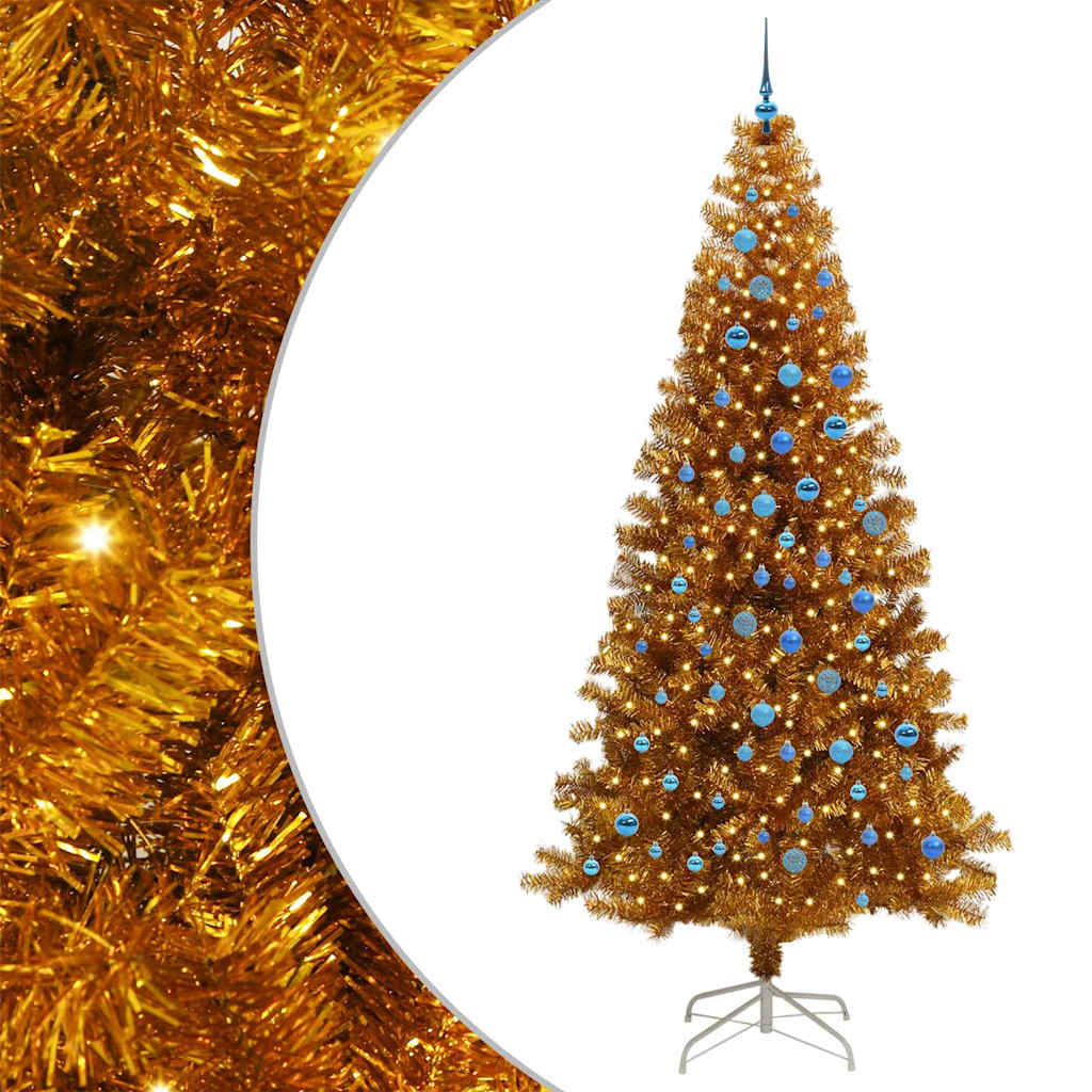 Albero di Natale con 300 LED con supporto Oro 240 cm PET