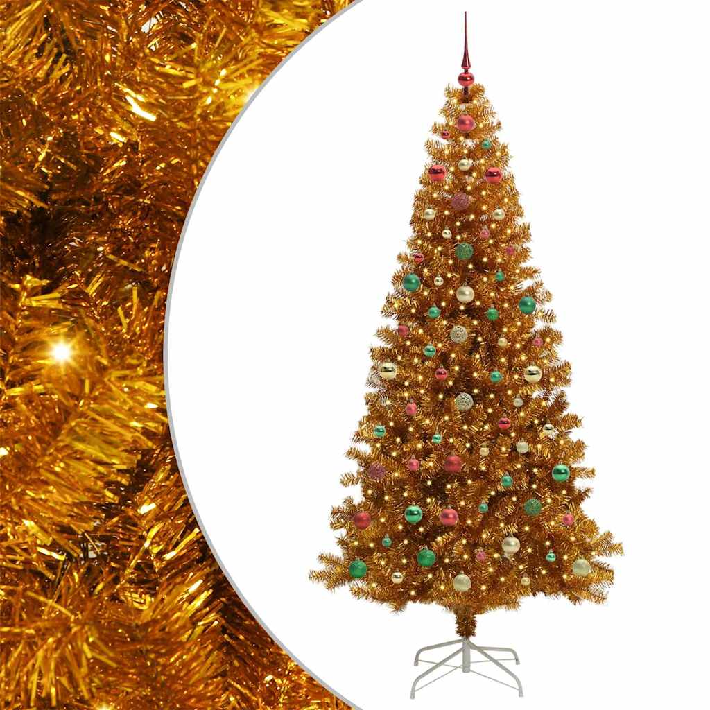 Albero di Natale con 300 LED con supporto Oro 240 cm PET