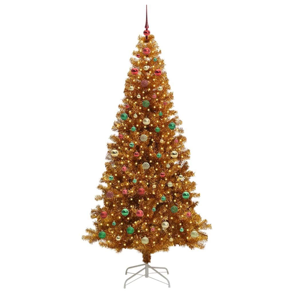 Albero di Natale con 300 LED con supporto Oro 240 cm PET