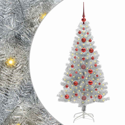 Albero di Natale con 150 LED con supporto Argento 120 cm PET