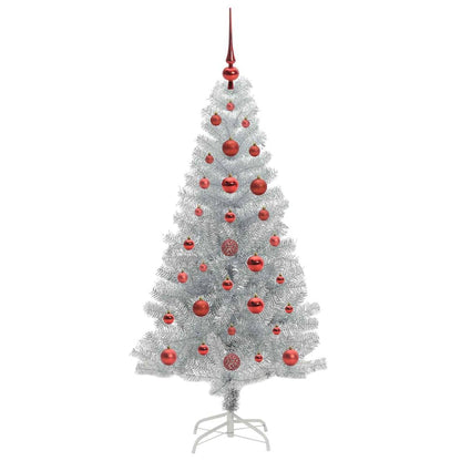 Albero di Natale con 150 LED con supporto Argento 120 cm PET
