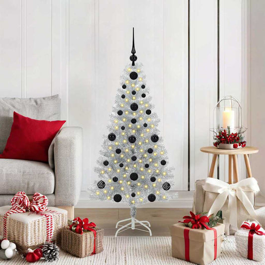Albero di Natale con 150 LED con supporto Argento 120 cm PET