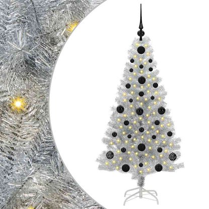 Albero di Natale con 150 LED con supporto Argento 120 cm PET
