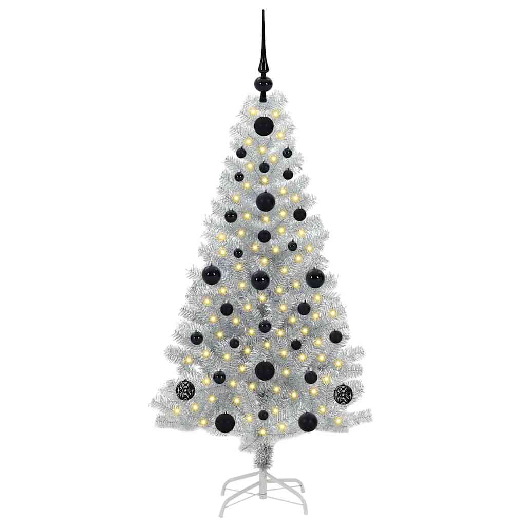 Albero di Natale con 150 LED con supporto Argento 120 cm PET