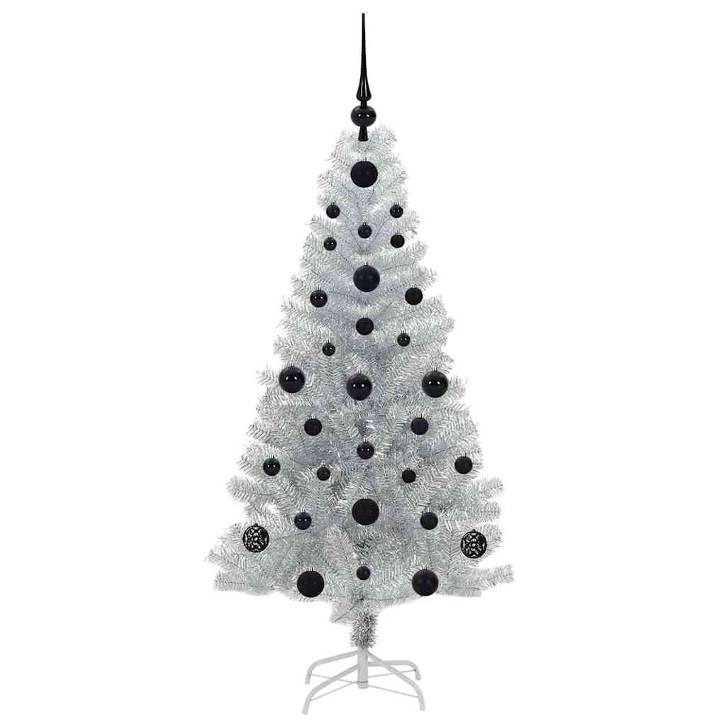 Albero di Natale con 150 LED con supporto Argento 120 cm PET