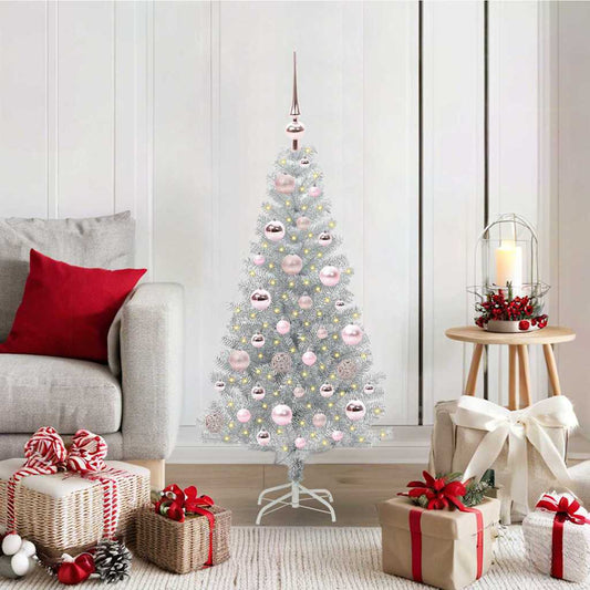 Albero di Natale con 150 LED con supporto Argento 120 cm PET