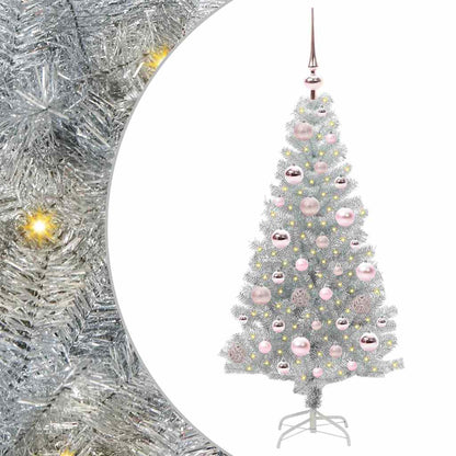 Albero di Natale con 150 LED con supporto Argento 120 cm PET