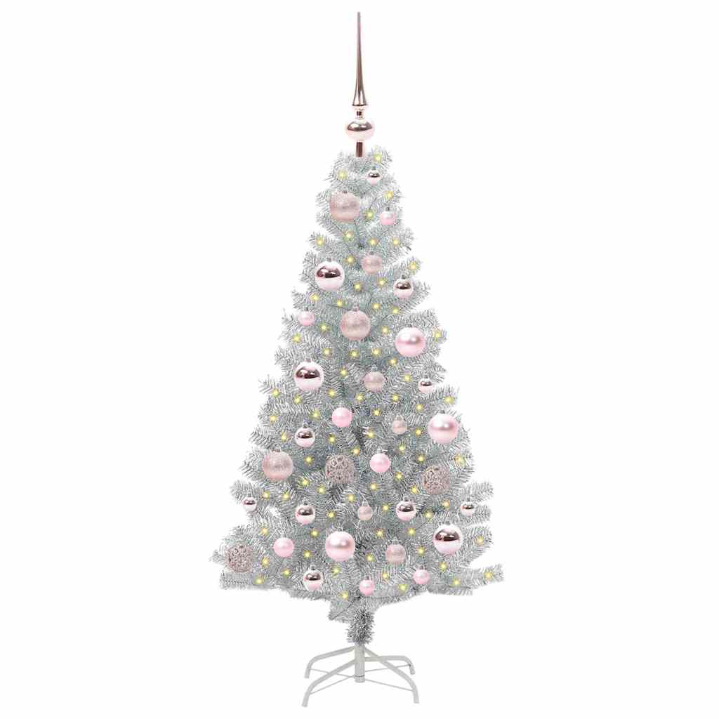 Albero di Natale con 150 LED con supporto Argento 120 cm PET