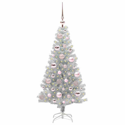 Albero di Natale con 150 LED con supporto Argento 120 cm PET