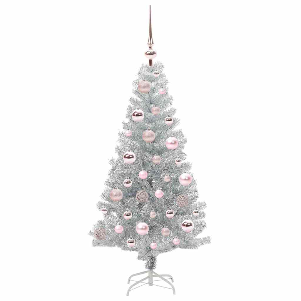Albero di Natale con 150 LED con supporto Argento 120 cm PET
