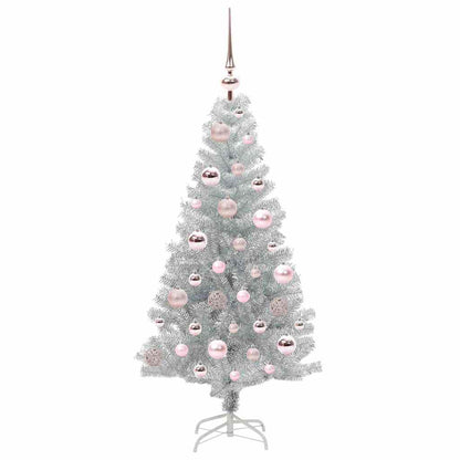 Albero di Natale con 150 LED con supporto Argento 120 cm PET