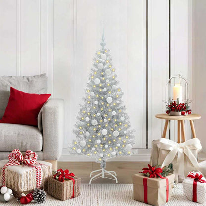 Albero di Natale con 150 LED con supporto Argento 120 cm PET