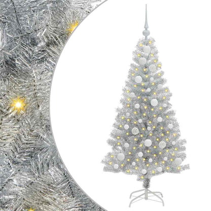 Albero di Natale con 150 LED con supporto Argento 120 cm PET