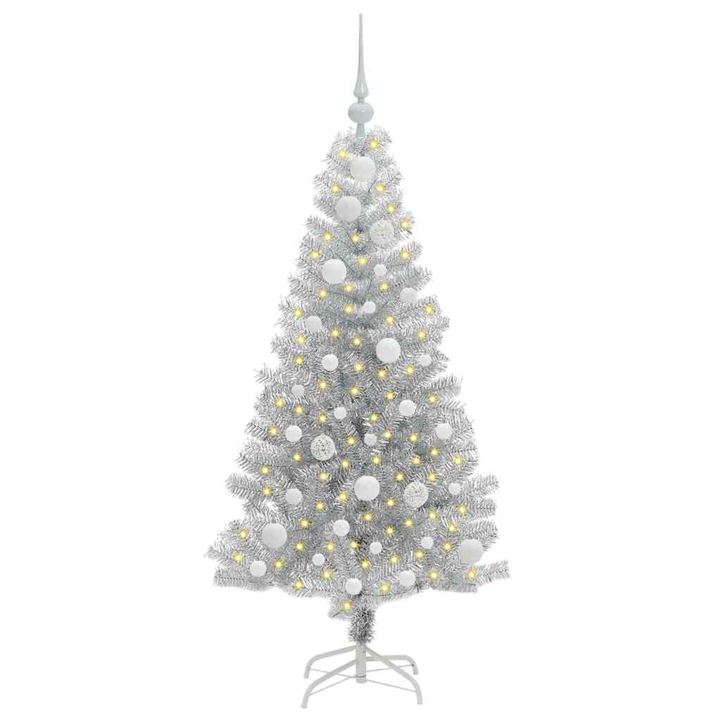 Albero di Natale con 150 LED con supporto Argento 120 cm PET