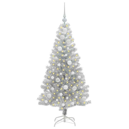 Albero di Natale con 150 LED con supporto Argento 120 cm PET