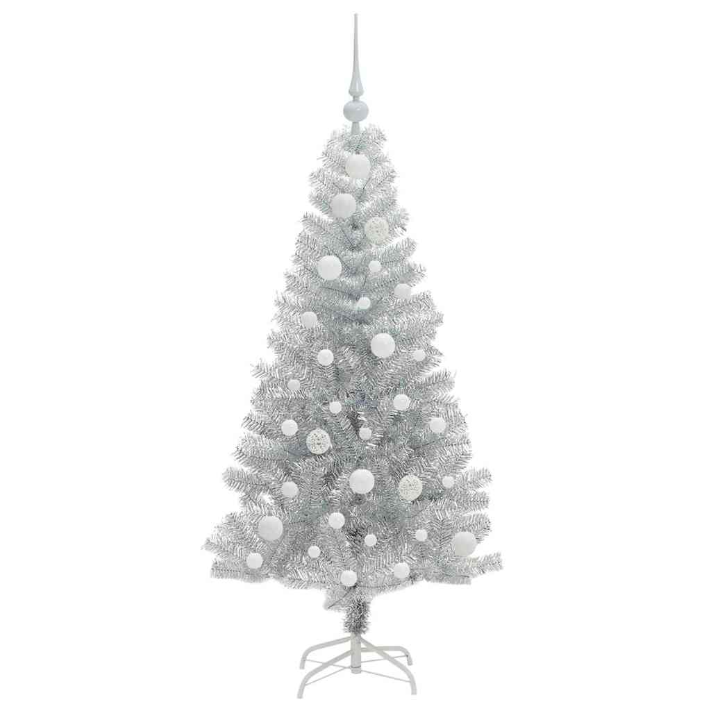 Albero di Natale con 150 LED con supporto Argento 120 cm PET