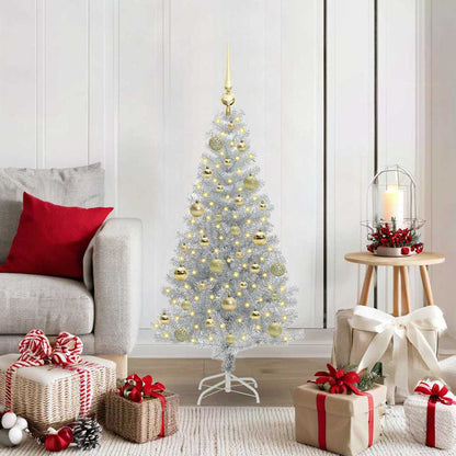 Albero di Natale con 150 LED con supporto Argento 120 cm PET