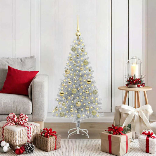 Albero di Natale con 150 LED con supporto Argento 120 cm PET