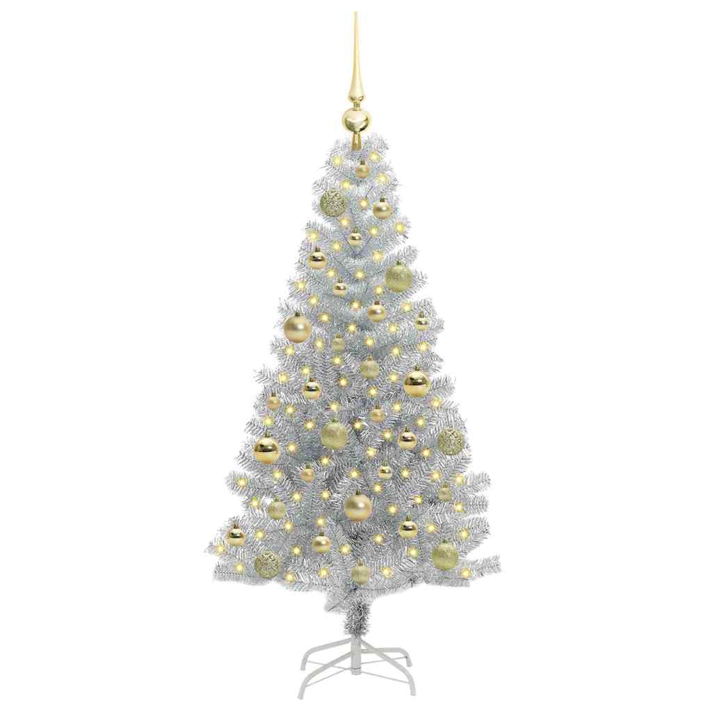 Albero di Natale con 150 LED con supporto Argento 120 cm PET