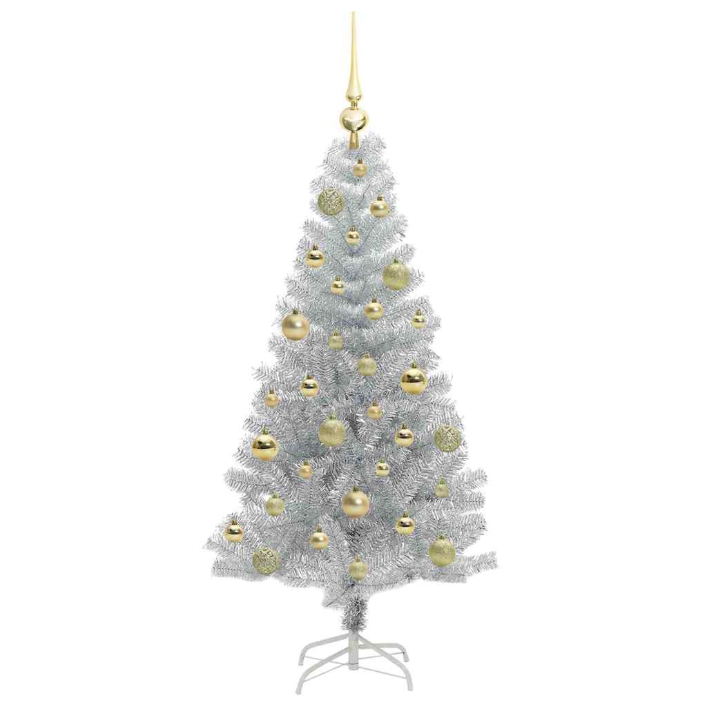 Albero di Natale con 150 LED con supporto Argento 120 cm PET