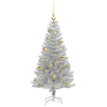 Albero di Natale con 150 LED con supporto Argento 120 cm PET