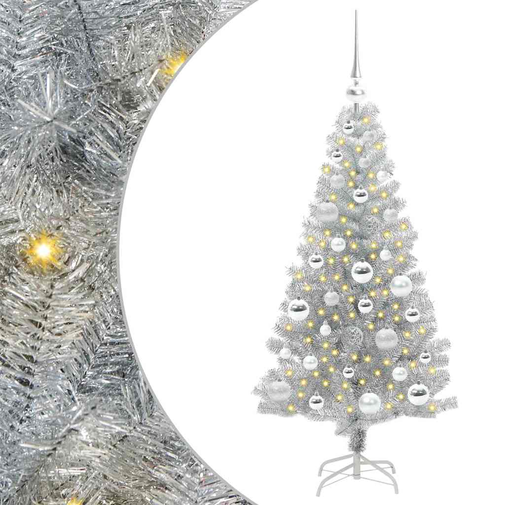 Albero di Natale con 150 LED con supporto Argento 120 cm PET