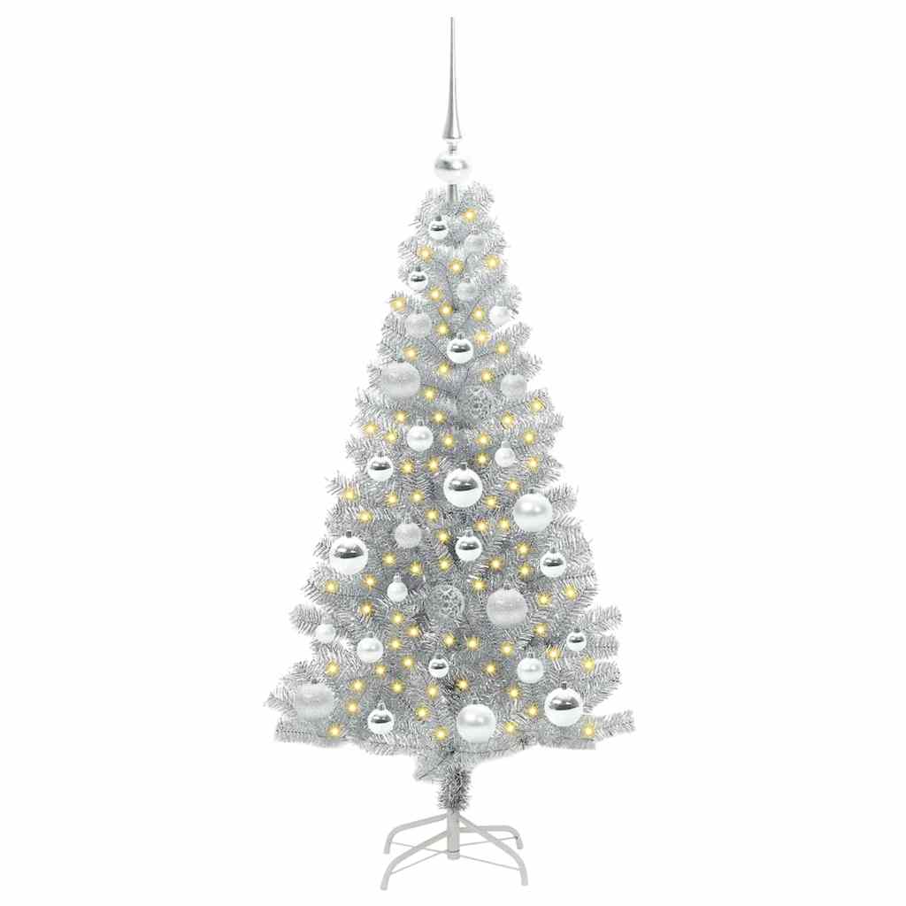 Albero di Natale con 150 LED con supporto Argento 120 cm PET