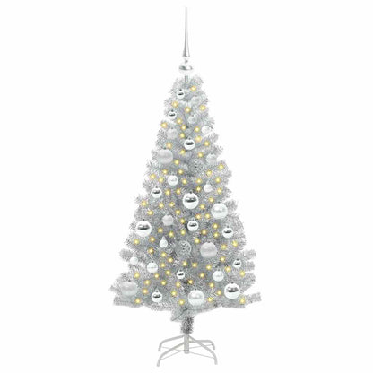 Albero di Natale con 150 LED con supporto Argento 120 cm PET