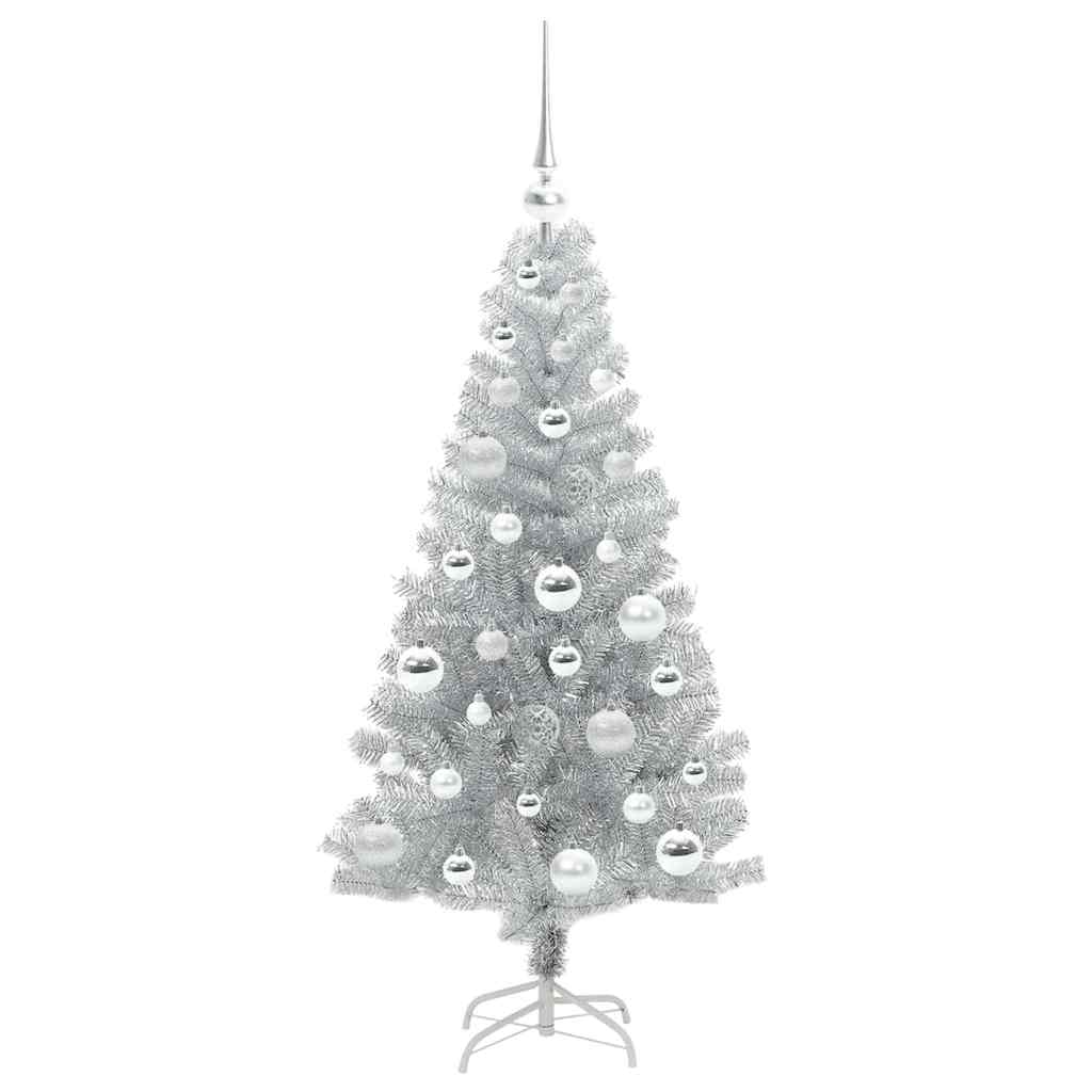 Albero di Natale con 150 LED con supporto Argento 120 cm PET