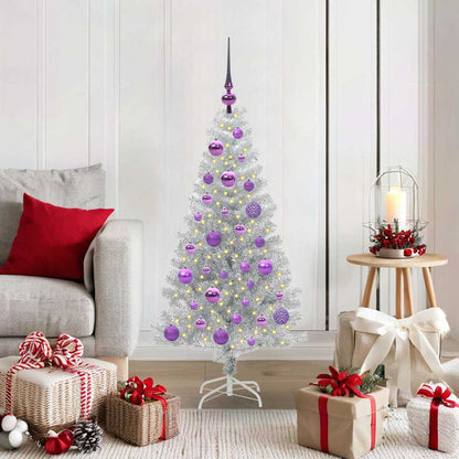 Albero di Natale con 150 LED con supporto Argento 120 cm PET
