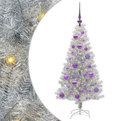 Albero di Natale con 150 LED con supporto Argento 120 cm PET