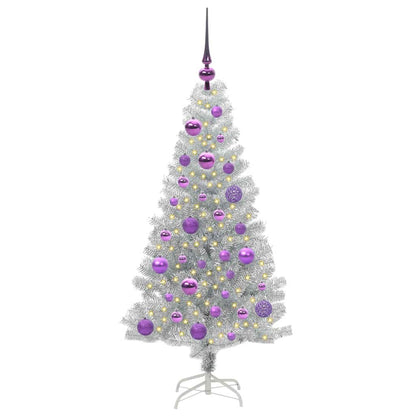 Albero di Natale con 150 LED con supporto Argento 120 cm PET