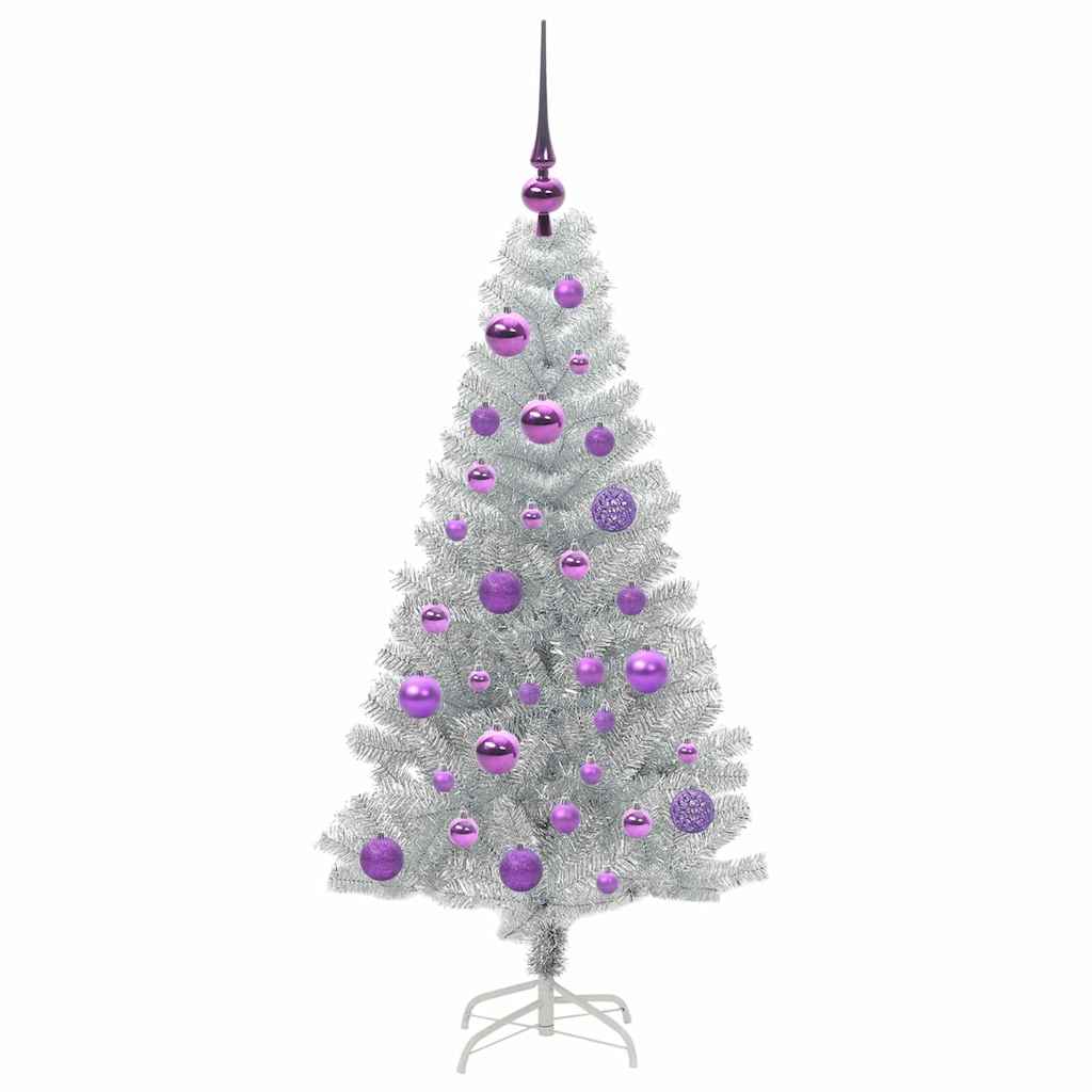 Albero di Natale con 150 LED con supporto Argento 120 cm PET