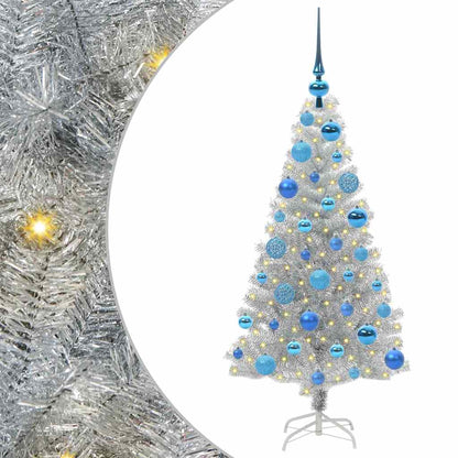 Albero di Natale con 150 LED con supporto Argento 120 cm PET
