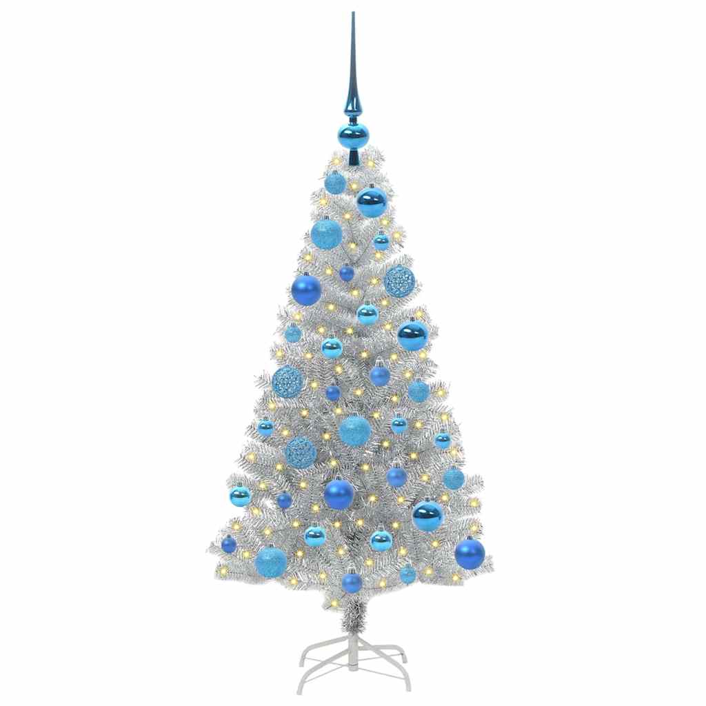 Albero di Natale con 150 LED con supporto Argento 120 cm PET