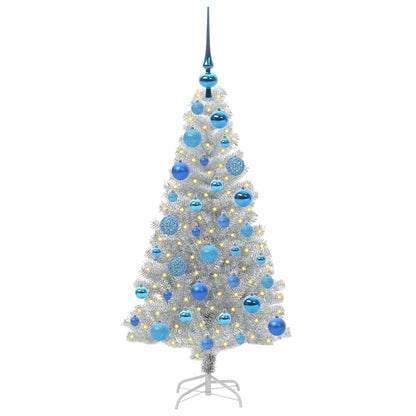 Albero di Natale con 150 LED con supporto Argento 120 cm PET