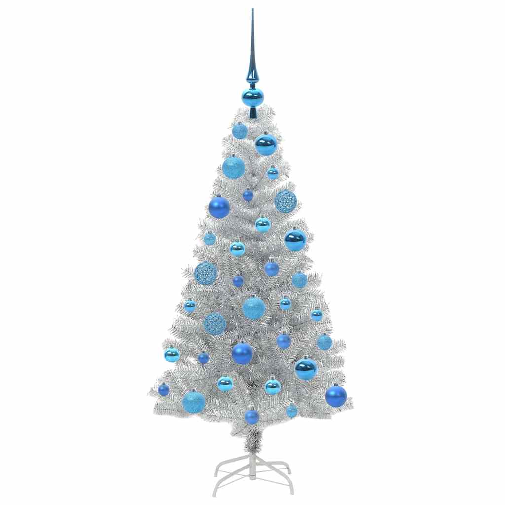 Albero di Natale con 150 LED con supporto Argento 120 cm PET