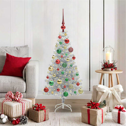 Albero di Natale con 150 LED con supporto Argento 120 cm PET