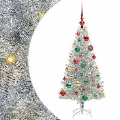 Albero di Natale con 150 LED con supporto Argento 120 cm PET