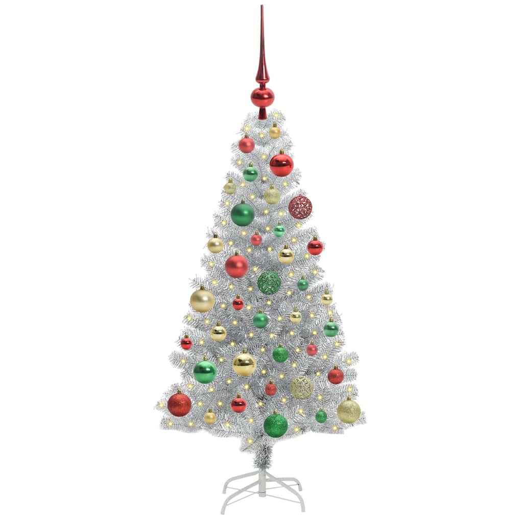 Albero di Natale con 150 LED con supporto Argento 120 cm PET