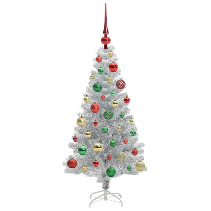 Albero di Natale con 150 LED con supporto Argento 120 cm PET