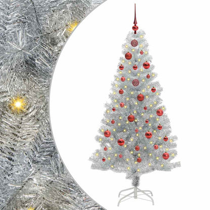 Albero di Natale con 150 LED con supporto Argento 150 cm PET