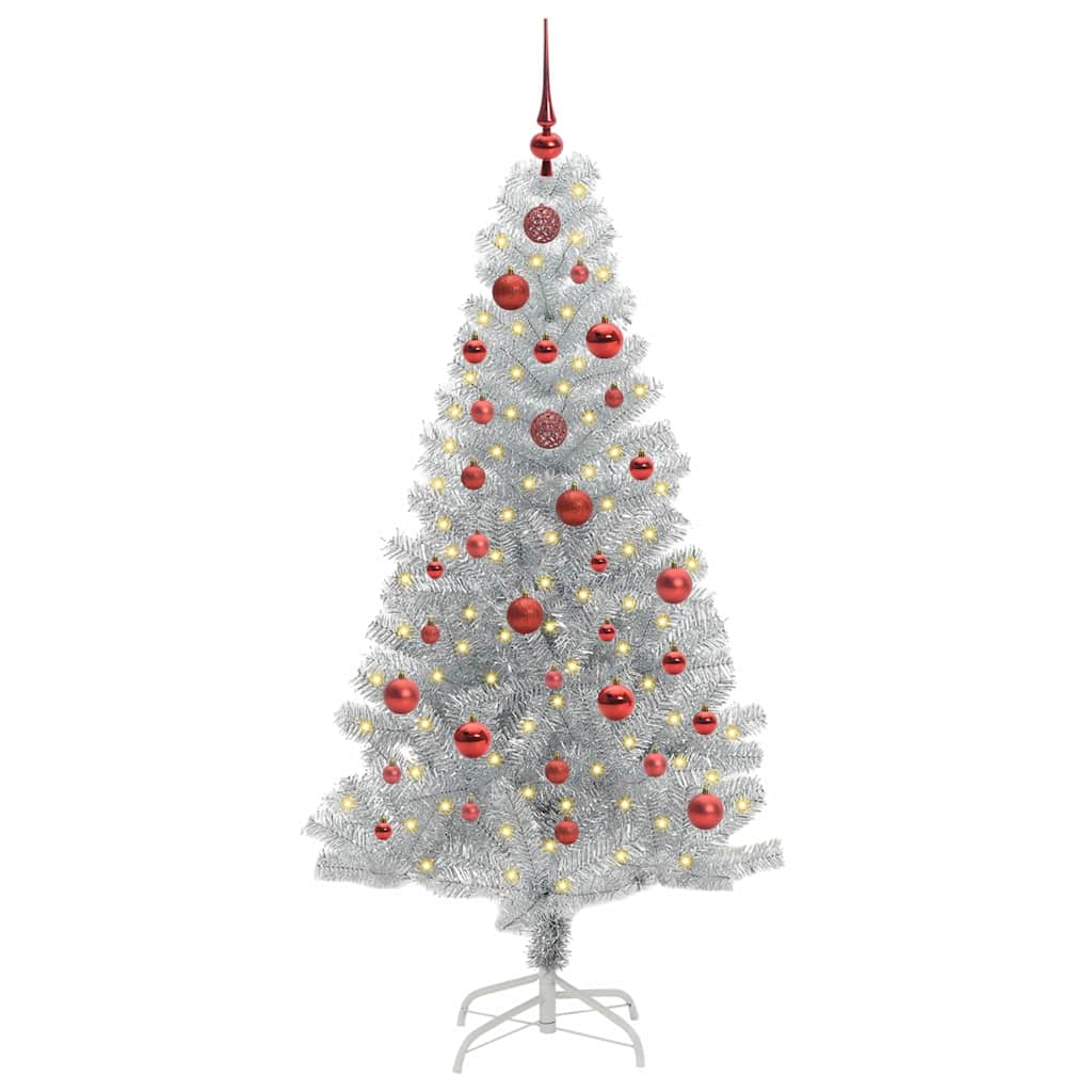 Albero di Natale con 150 LED con supporto Argento 150 cm PET