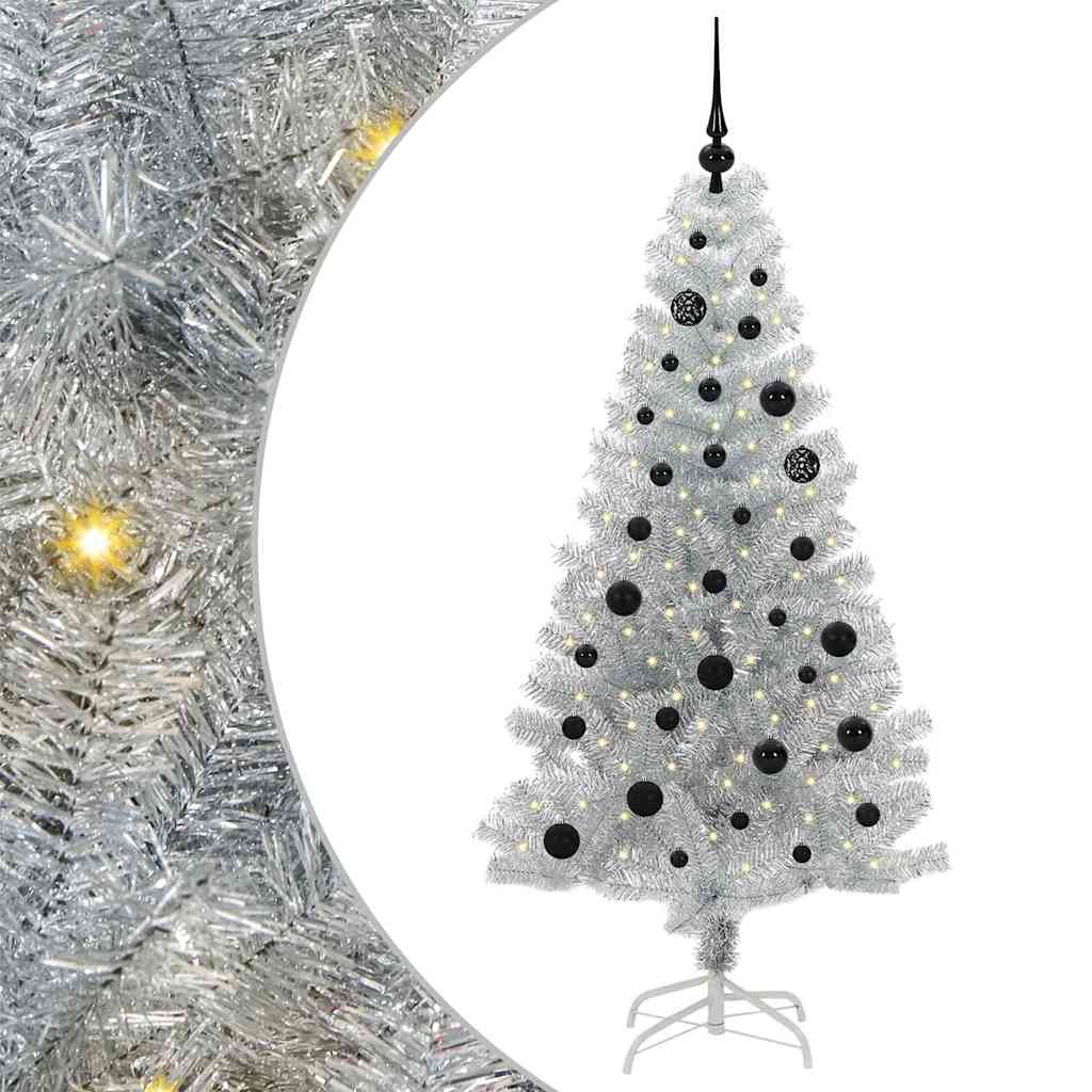 Albero di Natale con 150 LED con supporto Argento 150 cm PET