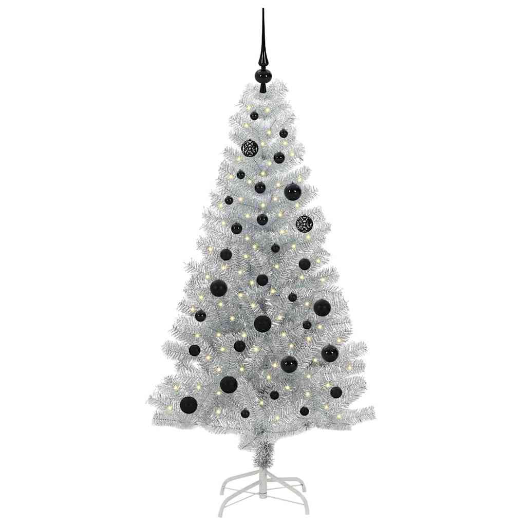 Albero di Natale con 150 LED con supporto Argento 150 cm PET