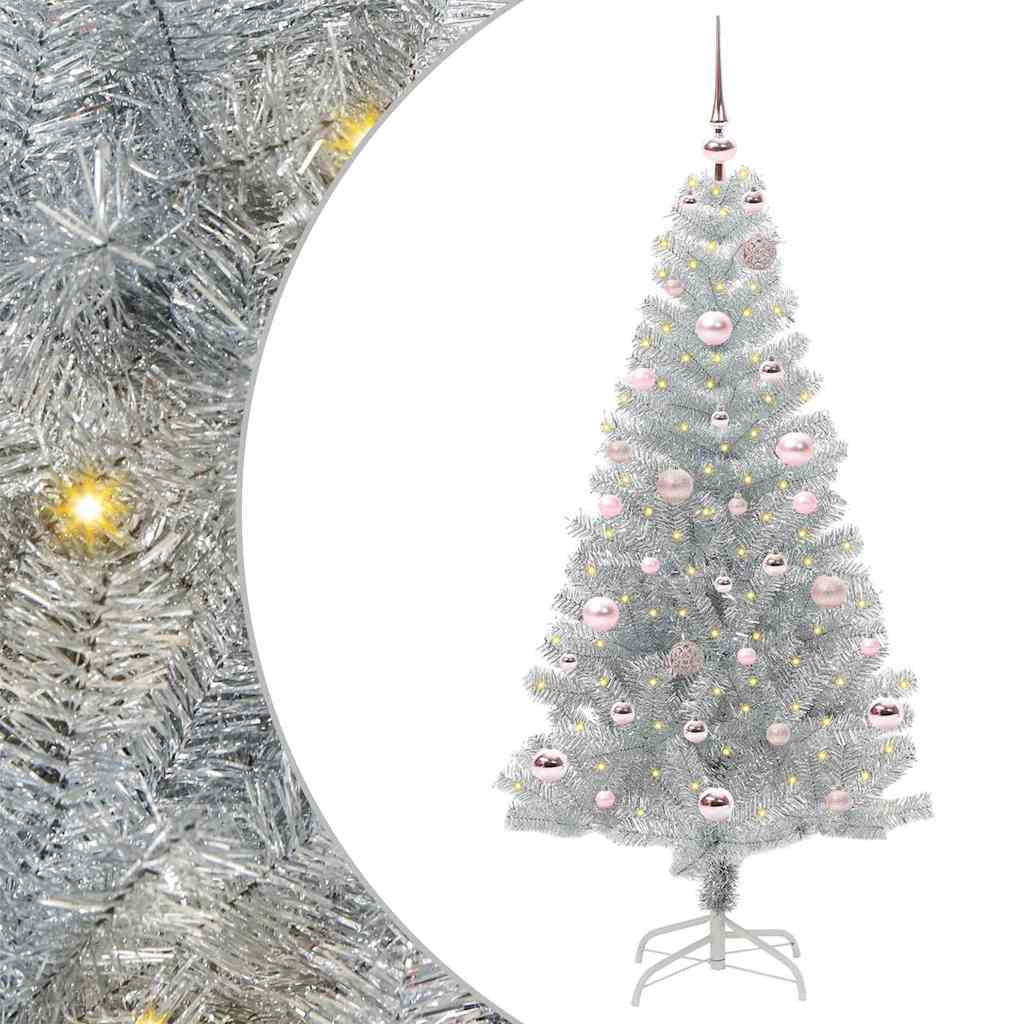 Albero di Natale con 150 LED con supporto Argento 150 cm PET