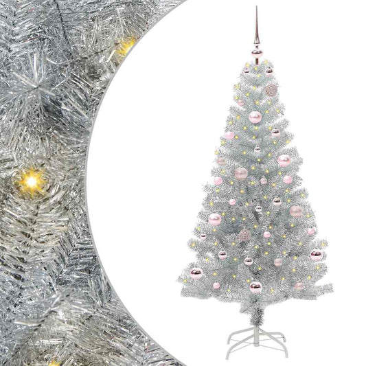 Albero di Natale con 150 LED con supporto Argento 150 cm PET